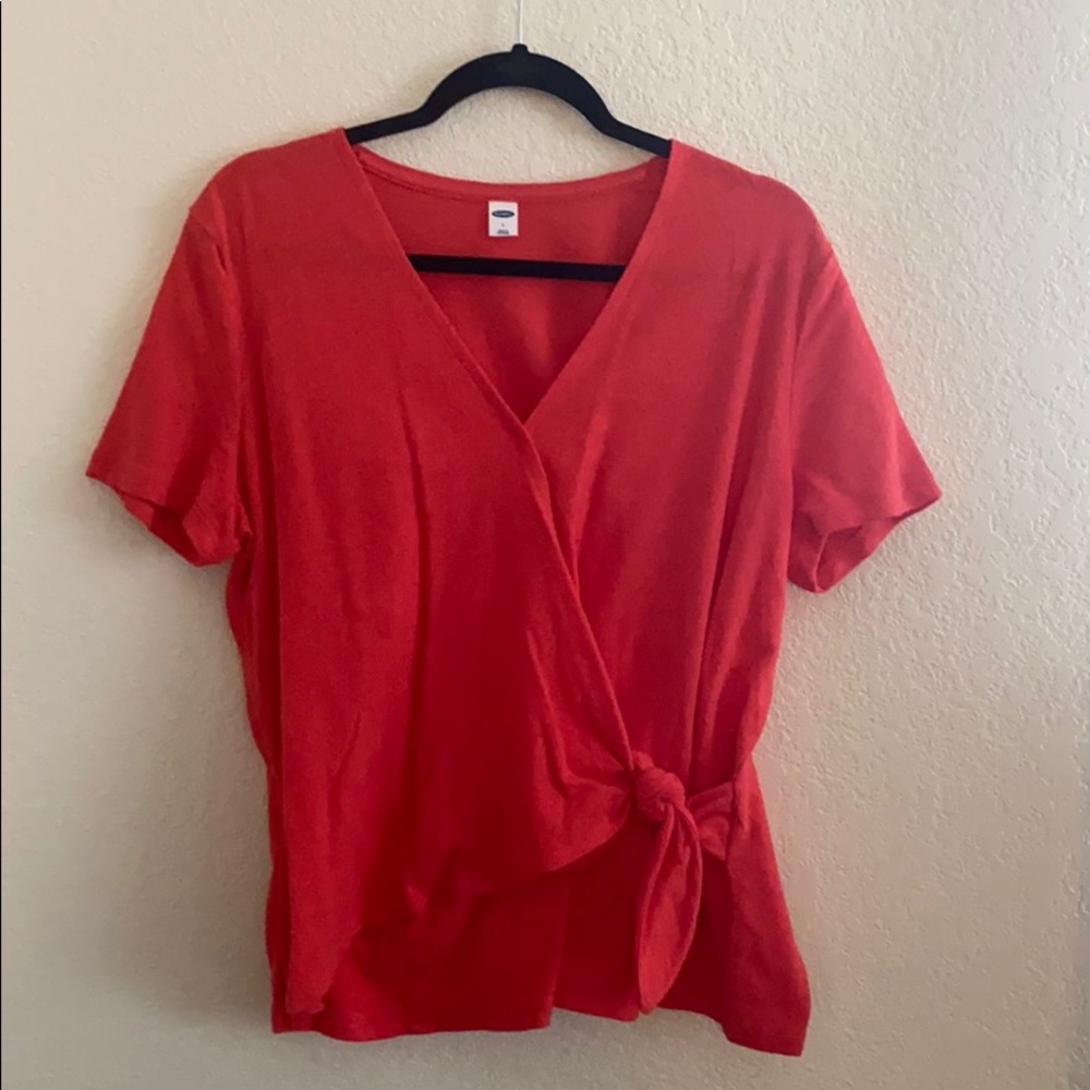 Red Old Navy Wrap Short Sleeve Top